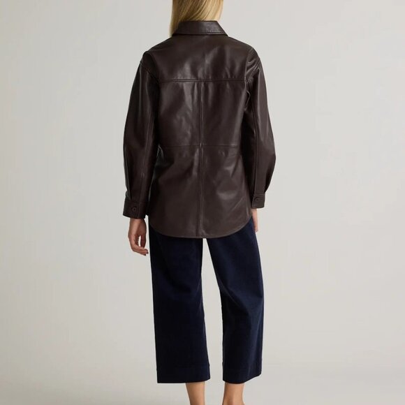 NWT Quince 100% Leather Shirt Jacket. Small. Brown. $180. Perfect condition. - Picture 14 of 16